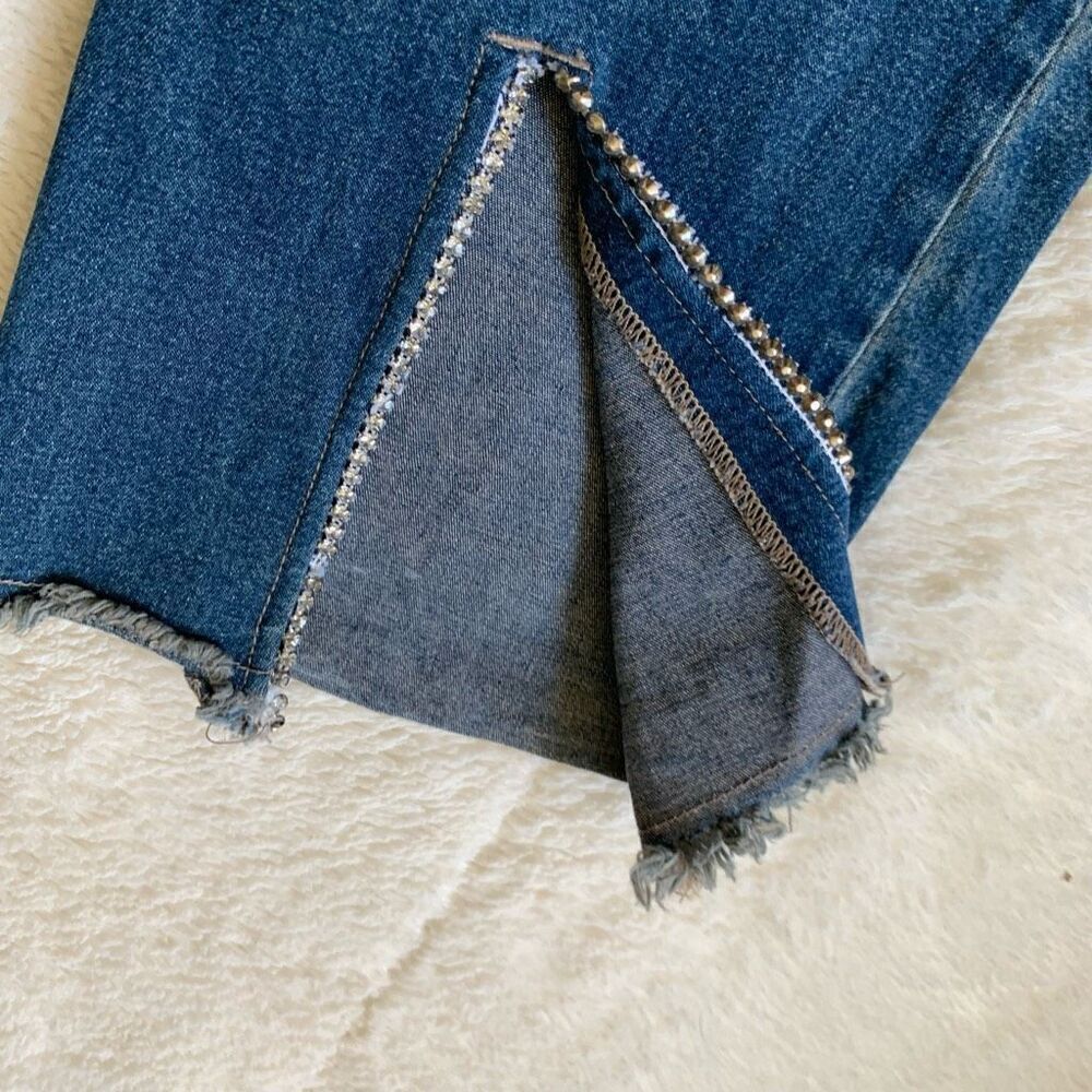 Vintage Y2K QPD Rhinestone Slit Bootcut Jeans Sz 5, Waist 14 - Inseam 30 EUC - Picture 4 of 9
